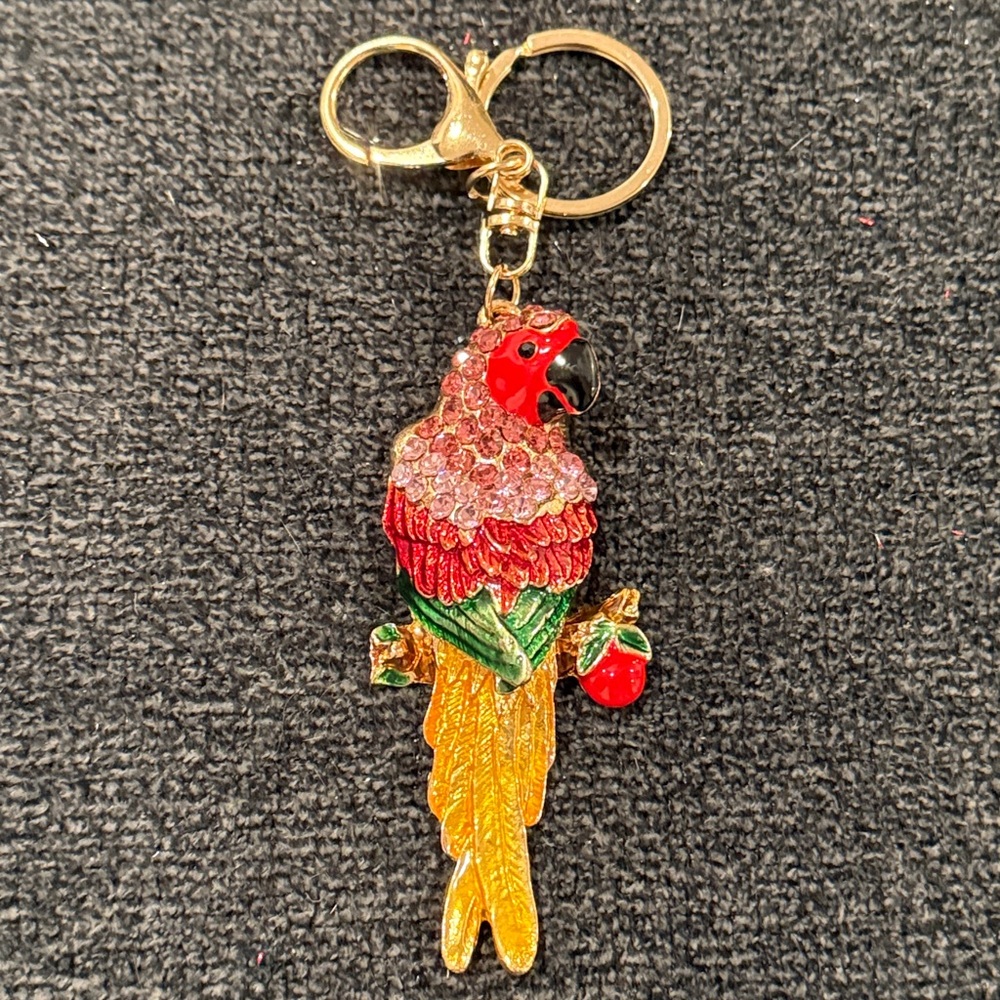 Colorful Parrot Rhinestone Keychain/Bag Charm (w/Gold Hardware)(NWT)